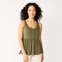 Women's Sonoma Goods For Life® Button Utility Tank -StyleUp Sales Store 5583719 Olive