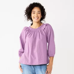 Women's Sonoma Goods For Life® Ruffle Shoulder Peasant Top -StyleUp Sales Store 5584039 Light Purple