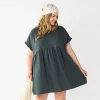 Plus Size Sonoma Goods For Life® Ruffled A-Line Mini Dress -StyleUp Sales Store 5584068 Gray