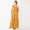 Petite Sonoma Goods For Life® Tiered Maxi Dress -StyleUp Sales Store 5584155 Gold Ikat Stripe