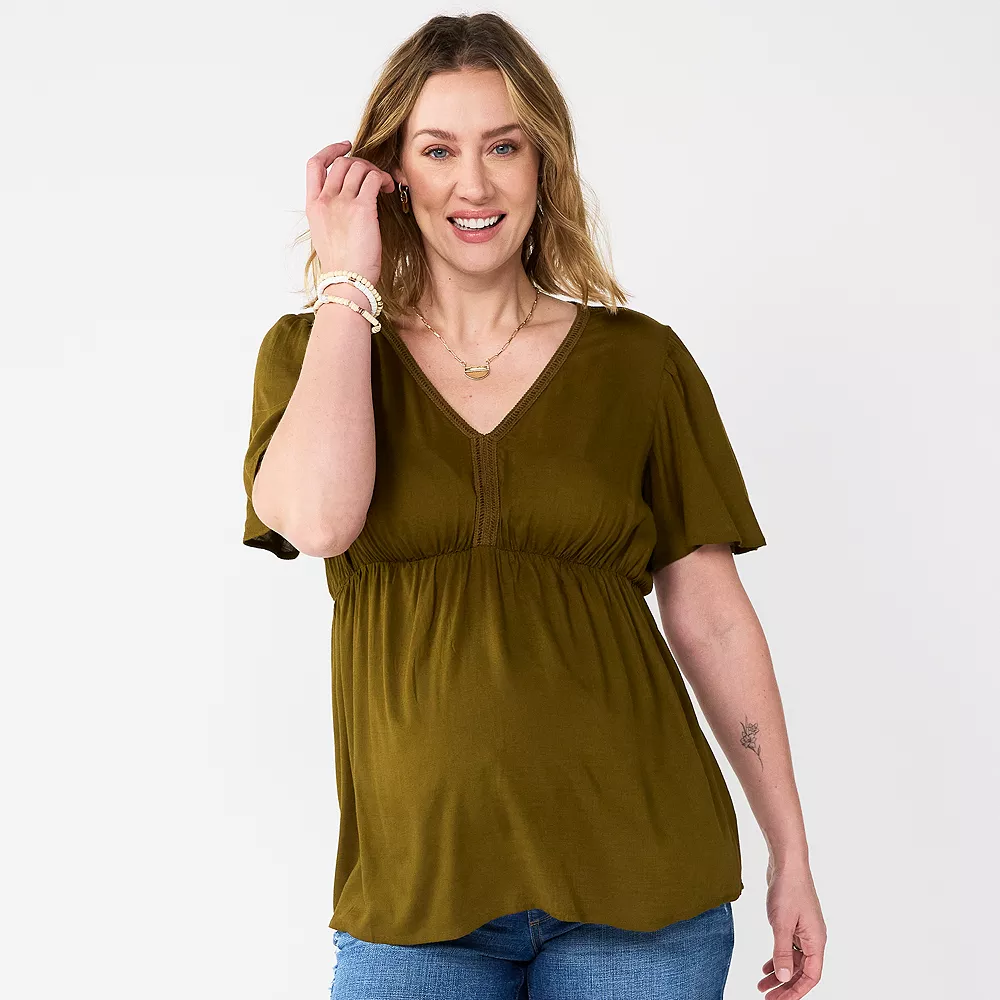 Maternity Sonoma Goods For Life® Flutter Sleeve Top 3 Maternity Sonoma Goods For Life® Flutter Sleeve Top