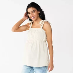 Maternity Sonoma Goods For Life® Tie-Shoulder Babydoll Top -StyleUp Sales Store 5584773 Ivory