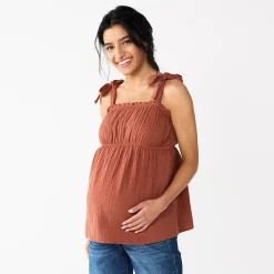 Maternity Sonoma Goods For Life® Tie-Shoulder Babydoll Top -StyleUp Sales Store 5584773 Rustic