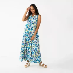 Women's Sonoma Goods For Life® Tiered Maxi Dress 13 Women's Sonoma Goods For Life® Tiered Maxi Dress -StyleUp Sales Store 5584784 Blue Floral