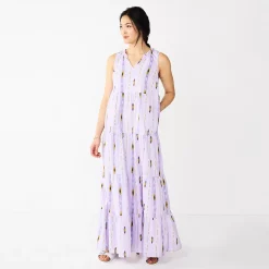 Women's Sonoma Goods For Life® Tiered Maxi Dress 10 Women's Sonoma Goods For Life® Tiered Maxi Dress -StyleUp Sales Store 5584784 Purple Ikat Stripe