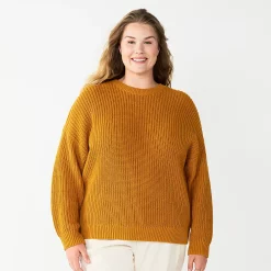 Plus Size Sonoma Goods For Life® Drop Shoulder Sweater -StyleUp Sales Store 5585467 Gold