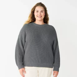 Plus Size Sonoma Goods For Life® Drop Shoulder Sweater -StyleUp Sales Store 5585467 Gray