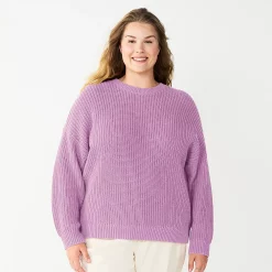 Plus Size Sonoma Goods For Life® Drop Shoulder Sweater -StyleUp Sales Store 5585467 Lavender