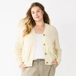 Plus Size Sonoma Goods For Life® Cropped Cardigan -StyleUp Sales Store 5585627 Cream