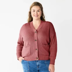 Plus Size Sonoma Goods For Life® Cropped Cardigan -StyleUp Sales Store 5585627 Mauve