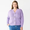 Plus Size Sonoma Goods For Life® Cropped Cardigan -StyleUp Sales Store 5585627 Violet