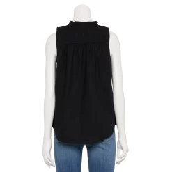 Women's Sonoma Goods For Life® Button-Front Ruffle Tank -StyleUp Sales Store 5586080 ALT