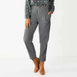 Women's Sonoma Goods For Life® Mid-Rise Straight-Leg Paperbag Pants -StyleUp Sales Store 5587701 Grey