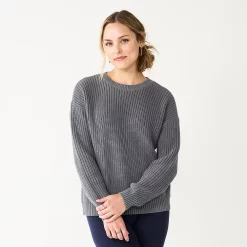 Petite Sonoma Goods For Life® Drop Shoulder Pullover Sweater 10 Petite Sonoma Goods For Life® Drop Shoulder Pullover Sweater -StyleUp Sales Store 5587850 Gray