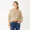 Petite Sonoma Goods For Life® Drop Shoulder Pullover Sweater -StyleUp Sales Store 5587850 Tan Marl