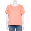 Plus Size Sonoma Goods For Life Seamed Flutter Sleeve Top -StyleUp Sales Store 5588211 Coral