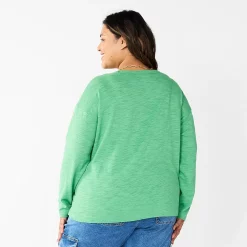 Plus Size Sonoma Goods For Life® Long Sleeve Pocket Tee -StyleUp Sales Store 5590050 ALT