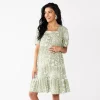 Maternity Sonoma Goods For Life® Squareneck Tiered Dress -StyleUp Sales Store 5590343 Green Floral