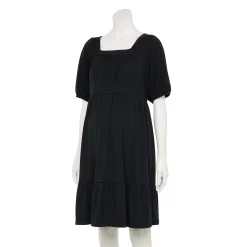 Maternity Sonoma Goods For Life® Squareneck Tiered Dress -StyleUp Sales Store 5590343 Pitch Black