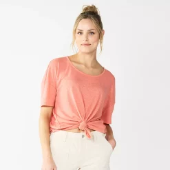 Women's Sonoma Goods For Life® Relaxed Scoopneck Tee -StyleUp Sales Store 5596588 Coral
