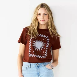 Women's Sonoma Goods For Life® Relaxed Graphic Tee -StyleUp Sales Store 5596692 Brown Blue Sun