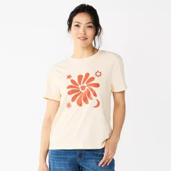 Women's Sonoma Goods For Life® Relaxed Graphic Tee -StyleUp Sales Store 5596692 Cream Orange Floral
