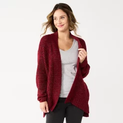 Women's Sonoma Goods For Life® Plush Cardigan -StyleUp Sales Store 5597627 Berry Shine