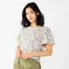 Women's Sonoma Goods For Life® Seamed Flutter Sleeve Top -StyleUp Sales Store 5611922 Cream Black Floral