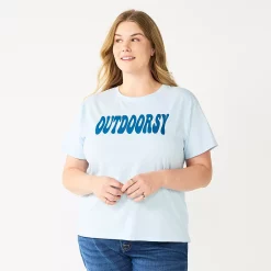 Plus Size Sonoma Goods For Life® Relaxed Graphic Tee -StyleUp Sales Store 5611932 Blue Outdoorsy