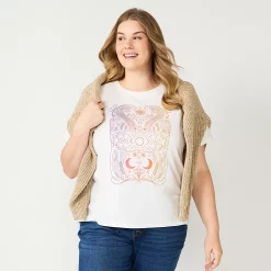 Plus Size Sonoma Goods For Life® Relaxed Graphic Tee -StyleUp Sales Store 5611932 Cream Cosmic Scene