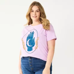 Plus Size Sonoma Goods For Life® Relaxed Graphic Tee -StyleUp Sales Store 5611932 Purple Cosmic Hand