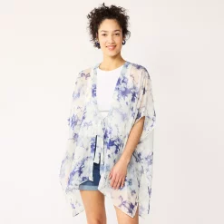 Women's Sonoma Goods For Life® Easy Tye Dye Tie Front Ruana -StyleUp Sales Store 5614894 Blue