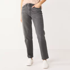 Women's Sonoma Goods For Life® Ultra High Rise Vintage-styled Straight-Leg Jeans -StyleUp Sales Store 5616387 Gray Wash