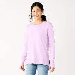 Women's Sonoma Goods For Life® Super Soft Solid Tunic Sweatshirt 19 Women's Sonoma Goods For Life® Super Soft Solid Tunic Sweatshirt -StyleUp Sales Store 5621644 Bright Light Purple