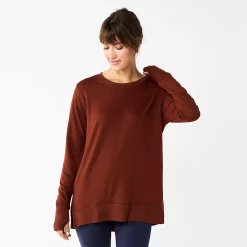 Women's Sonoma Goods For Life® Super Soft Solid Tunic Sweatshirt 15 Women's Sonoma Goods For Life® Super Soft Solid Tunic Sweatshirt -StyleUp Sales Store 5621644 Deep Wine