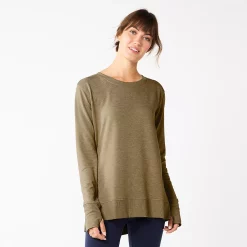 Women's Sonoma Goods For Life® Super Soft Solid Tunic Sweatshirt 16 Women's Sonoma Goods For Life® Super Soft Solid Tunic Sweatshirt -StyleUp Sales Store 5621644 Olive