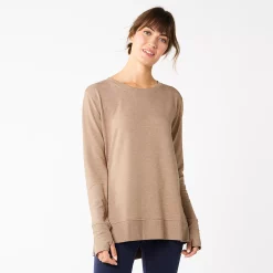 Women's Sonoma Goods For Life® Super Soft Solid Tunic Sweatshirt 14 Women's Sonoma Goods For Life® Super Soft Solid Tunic Sweatshirt -StyleUp Sales Store 5621644 Tan