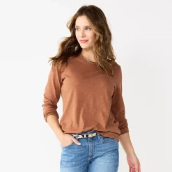 Women's Sonoma Goods For Life® Everyday Crewneck Long Sleeve Tee 43 Women's Sonoma Goods For Life® Everyday Crewneck Long Sleeve Tee -StyleUp Sales Store 5625802 Brown
