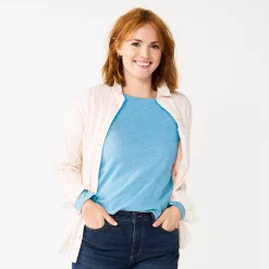 Women's Sonoma Goods For Life® Everyday Crewneck Long Sleeve Tee 50 Women's Sonoma Goods For Life® Everyday Crewneck Long Sleeve Tee -StyleUp Sales Store 5625802 Light Blue Texture