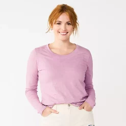 Women's Sonoma Goods For Life® Everyday Crewneck Long Sleeve Tee 42 Women's Sonoma Goods For Life® Everyday Crewneck Long Sleeve Tee -StyleUp Sales Store 5625802 Light Purple