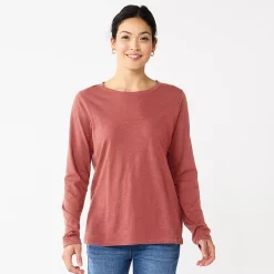 Women's Sonoma Goods For Life® Everyday Crewneck Long Sleeve Tee 63 Women's Sonoma Goods For Life® Everyday Crewneck Long Sleeve Tee -StyleUp Sales Store 5625802 Mauve