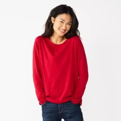 Women's Sonoma Goods For Life® Everyday Crewneck Long Sleeve Tee 59 Women's Sonoma Goods For Life® Everyday Crewneck Long Sleeve Tee -StyleUp Sales Store 5625802 Red