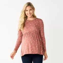 Maternity Sonoma Goods For Life® Long Sleeve Empire Waist Top -StyleUp Sales Store 5635424 Brown Ditsy Floral