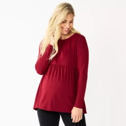 Maternity Sonoma Goods For Life® Long Sleeve Empire Waist Top -StyleUp Sales Store 5635424 Maroon