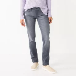 Petite Sonoma Goods For Life® Mid-Rise Straight-Leg Jeans -StyleUp Sales Store 5637648 Light Gray