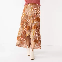 Women's Sonoma Goods For Life® Wrap Ruffle Maxi Skirt -StyleUp Sales Store 5657677 Mauve Multi Floral