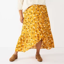 Plus Size Sonoma Goods For LifeĀ® Wrap Ruffle Maxi Skirt