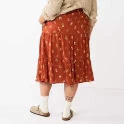 Plus Size Sonoma Goods For Life® Tiered Midi Skirt -StyleUp Sales Store 5659149 ALT