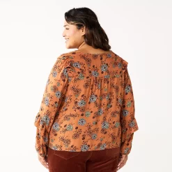 Plus Size Sonoma Goods For Life® Ruffle Peasant Top -StyleUp Sales Store 5662063 ALT