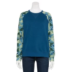Women's Sonoma Goods For Life® Everyday Crewneck Sweatshirt -StyleUp Sales Store 5664640 Blue Patchwork
